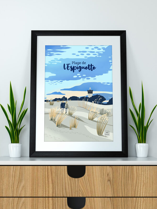 Plage de l'Espiguette - illustration poster vintage