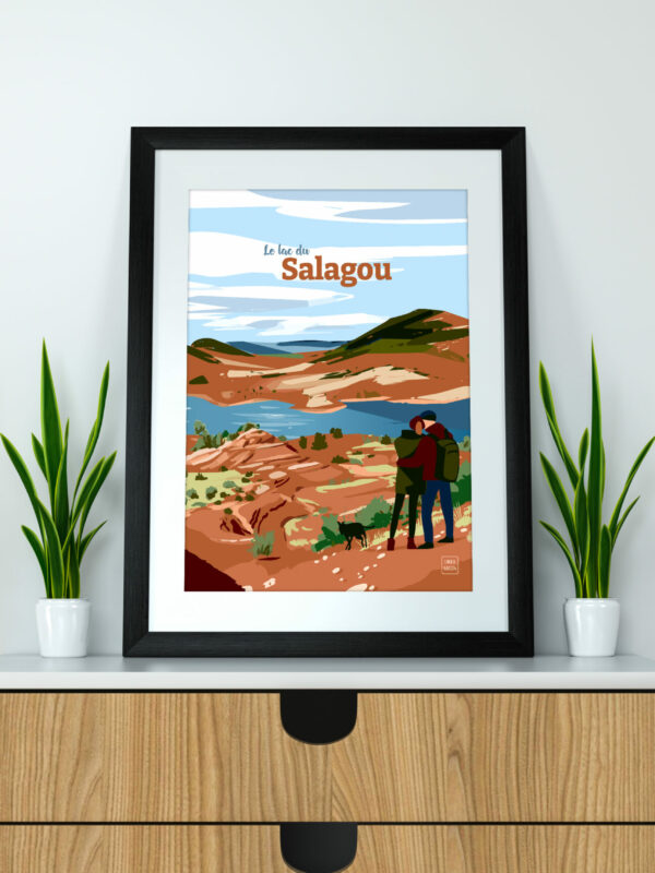 Lac du Salagou - illustration poster vintage